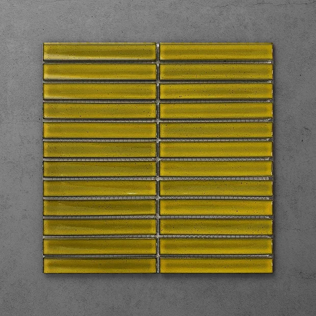 Victorian Plumbing Otsu Concave Kit-Kat Mosaic Tile Sheet Gloss Yellow Speckled - 295 X 295mm 3 Victorian Plumbing Otsu Concave Kit-Kat Mosaic Tile Sheet Gloss Yellow Speckled - 295 X 295mm