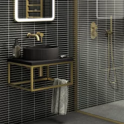 Victorian Plumbing Otsu Kit-Kat Mosaic Tile Sheet Matt Black - 295 X 295mm -Victorian Plumbing shop otkkmb d2 611495