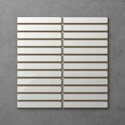 Victorian Plumbing Otsu Kit-Kat Mosaic Tile Sheet Gloss White With Shaded Edges - 295 X 295mm