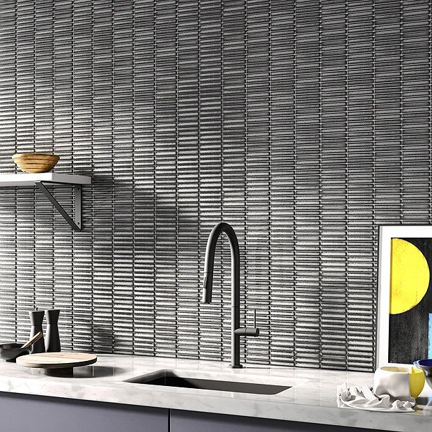 Victorian Plumbing Otsu Mini Kit-Kat Mosaic Tile Sheet Gloss Grey Speckled - 290 X 280mm 3 Victorian Plumbing Otsu Mini Kit-Kat Mosaic Tile Sheet Gloss Grey Speckled - 290 X 280mm