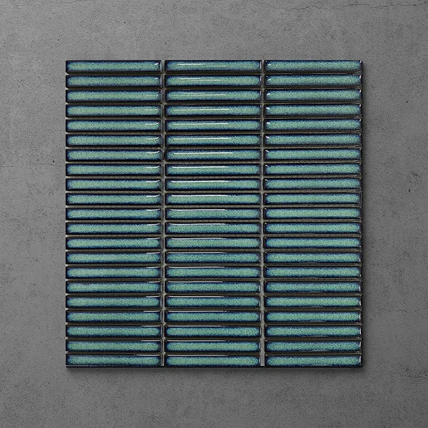 Victorian Plumbing Otsu Mini Kit-Kat Mosaic Tile Sheet Gloss Turquoise Speckled - 290 X 280mm 5 Victorian Plumbing Otsu Mini Kit-Kat Mosaic Tile Sheet Gloss Turquoise Speckled - 290 X 280mm - Image 3