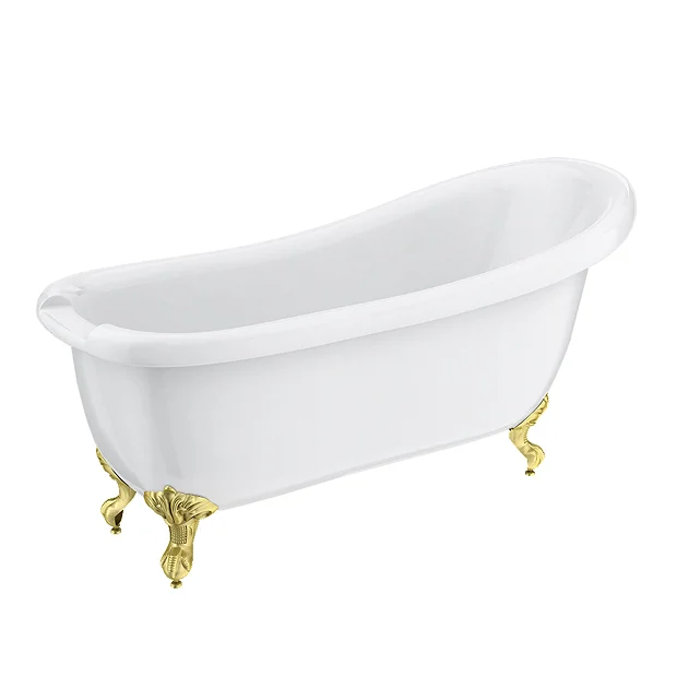 Victorian Plumbing Oxford 1710 Roll Top Slipper Bath + Brushed Brass Leg Set 4 Victorian Plumbing Oxford 1710 Roll Top Slipper Bath + Brushed Brass Leg Set - Image 2