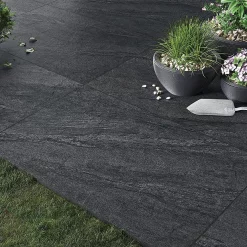 Victorian Plumbing Pacific Anthracite Outdoor Stone Effect Floor Tile - 600 X 900mm -Victorian Plumbing shop pac6090ant d1