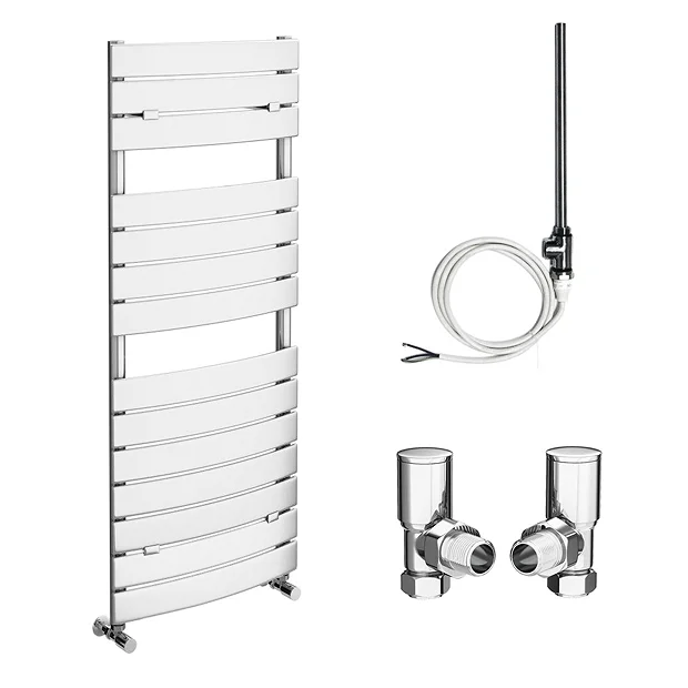 Milan Bathroom Milan 1213 X 493mm Curved Heated Towel Rail (incl. Valves + Electric Heating Kit) 4 Milan Bathroom Milan 1213 X 493mm Curved Heated Towel Rail (incl. Valves + Electric Heating Kit) - Image 2