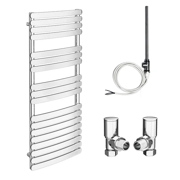 Victorian Plumbing Murano 490 X 1200mm Curved Heated Towel Rail (incl. Valves + Electric Heating Kit) 4 Victorian Plumbing Murano 490 X 1200mm Curved Heated Towel Rail (incl. Valves + Electric Heating Kit) - Image 2
