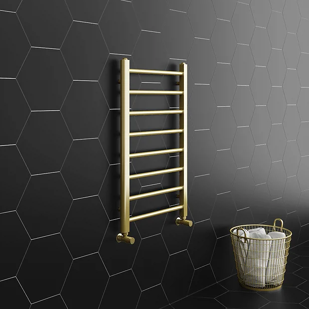 Arezzo 800 X 500mm Brushed Brass Straight Heated Towel Rail 4 Arezzo 800 X 500mm Brushed Brass Straight Heated Towel Rail - Image 2