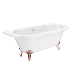 Victorian Plumbing Admiral 1685 Back To Wall Roll Top Bath + Rose Gold Leg Set -Victorian Plumbing shop rgadmiral1685b d2