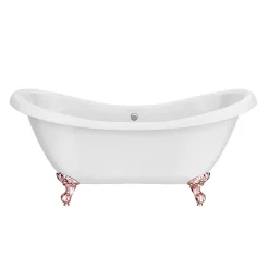 Victorian Plumbing Earl 1750 Double Ended Roll Top Slipper Bath + Rose Gold Leg Set