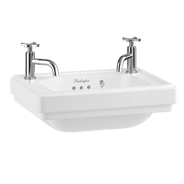 Urlington Bathroom Burlington Riviera 450mm 2TH Wall Hung Cloakroom Basin 3 Urlington Bathroom Burlington Riviera 450mm 2TH Wall Hung Cloakroom Basin