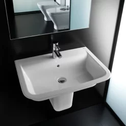 Roca - The Gap 550mm 1 Tap Hole Basin With Semi Pedestal -Victorian Plumbing shop rocathegap550mm1tapholebasinwithsemipedestald1