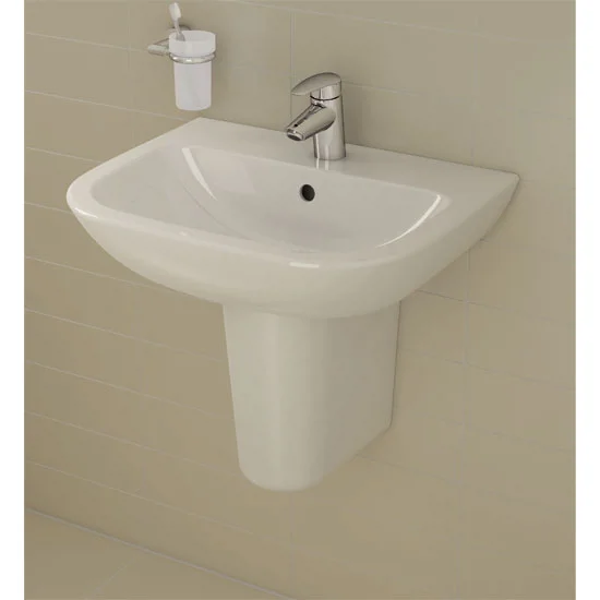 VitrA - S20 Wall Mounted Basin And Half Pedestal - 1 Tap Hole 3 VitrA - S20 Wall Mounted Basin And Half Pedestal - 1 Tap Hole
