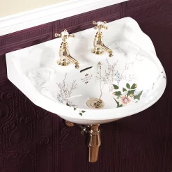 Silverdale Bathroom Silverdale Victorian Garden Wall Hung Cloakroom Basin (530mm Wide - 2 Tap Hole) -Victorian Plumbing shop silverdalevictoriangardenwallhungcloakroombasinl