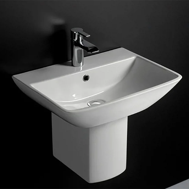 RAK Ceramic RAK Summit 50cm Basin 1TH With Half Pedestal 3 RAK Ceramic RAK Summit 50cm Basin 1TH With Half Pedestal