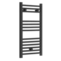 Toreno Black W400 X H800mm Heated Towel Rail - Straight
