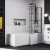 Venice Shower Bath - 1700mm L Shaped With Matt Black Abstract Grid Screen + Panel -Victorian Plumbing shop vagl17 detail5