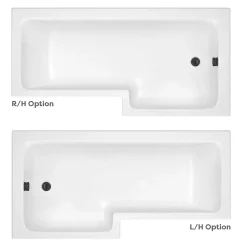 Venice Shower Bath - 1700 L Shaped W. Matt Black Abstract Grid Screen + Satin White Panel -Victorian Plumbing shop vagl17w d1