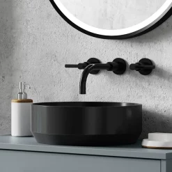 Venice Matt Black Round Counter Top Basin - 350mm Diameter