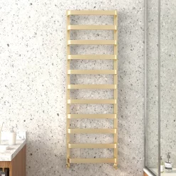 Venice Brushed Brass Designer Heated Towel Rail (500 X 1500mm) -Victorian Plumbing shop venbb155 d1