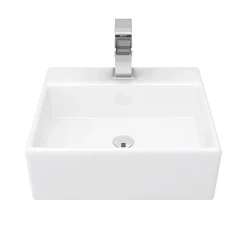 Victorian Plumbing Cubetto 340 X 295mm Wall Hung Small Cloakroom Basin 1TH -Victorian Plumbing shop ves037 n d1