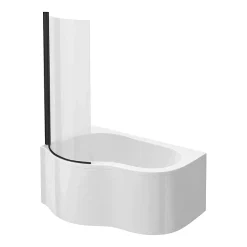 Venice Curved Corner Shower Bath - 1500mm With Matt Black Screen + Panel -Victorian Plumbing shop vmb15 l