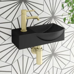 Valencia Wall Hung Basin (400mm Wide - Matt Black) -Victorian Plumbing shop vmb4 l2
