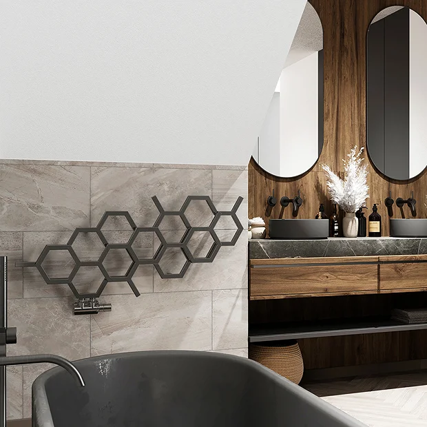 Terma Hex H502 X W1126mm Sparkling Grey Designer Radiator 3 Terma Hex H502 X W1126mm Sparkling Grey Designer Radiator