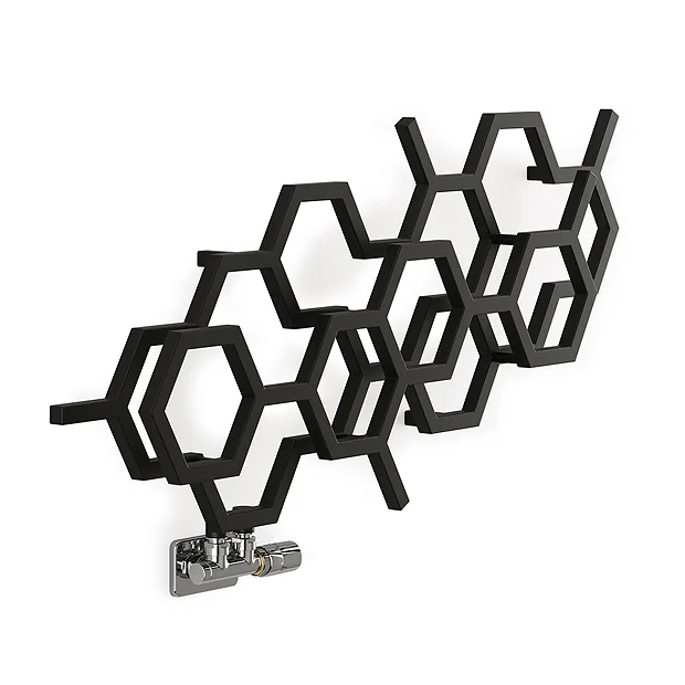 Terma Hex H502 X W1126mm Matt Black Designer Radiator 6 Terma Hex H502 X W1126mm Matt Black Designer Radiator - Image 4
