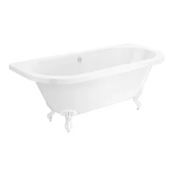 Victorian Plumbing Admiral 1685 Back To Wall Roll Top Bath + White Leg Set -Victorian Plumbing shop whtadmiral1685bd2a