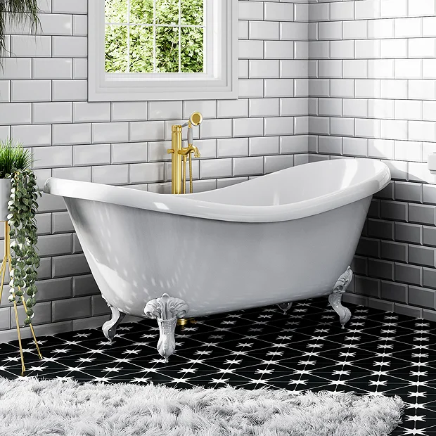 Victorian Plumbing Earl 1750 Double Ended Roll Top Slipper Bath + White Leg Set 4 Victorian Plumbing Earl 1750 Double Ended Roll Top Slipper Bath + White Leg Set - Image 2
