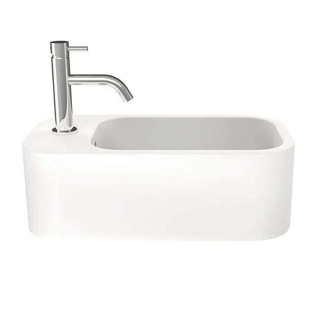 Crosswater Popolo 480 X 250mm (1TH) Wall Hung Cloakroom Basin - Matt White 4 Crosswater Popolo 480 X 250mm (1TH) Wall Hung Cloakroom Basin - Matt White - Image 2