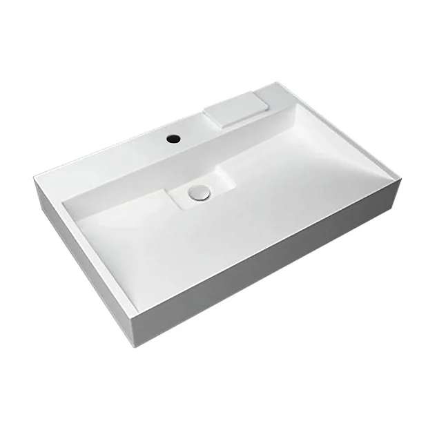 Arezzo 700mm Wall Mounted / Countertop Stone Resin Basin With Hidden Waste Cover 5 Arezzo 700mm Wall Mounted / Countertop Stone Resin Basin With Hidden Waste Cover - Image 3