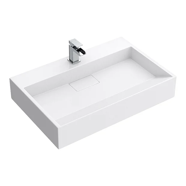 Arezzo 700mm Wall Mounted / Countertop Stone Resin Basin With Hidden Waste Cover 7 Arezzo 700mm Wall Mounted / Countertop Stone Resin Basin With Hidden Waste Cover - Image 5